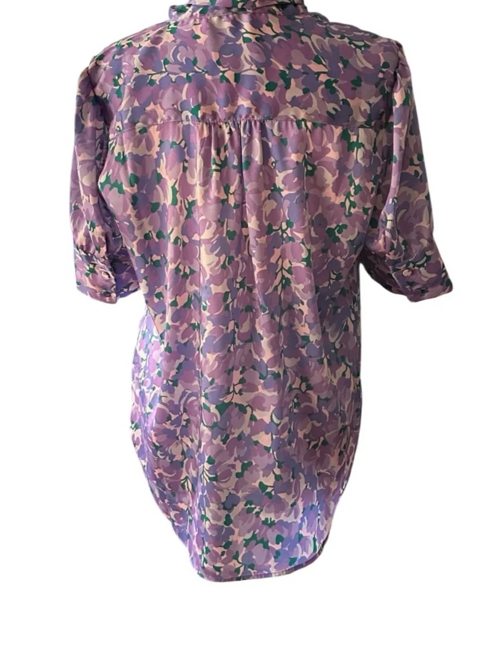 J. Crew Lavender Floral Bow-Tie Neck Blouse